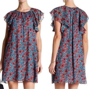 Rebecca Taylor Silk & Cotton Floral Dress, Still Has Button Bag Attached, Size 6